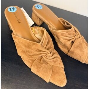 Splendid Janis Mule Size‎ 7.5 Tan Suede Pointed Toe Block Heel NWOB